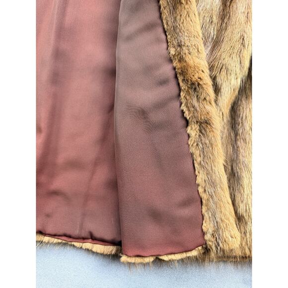 Kerrybrooke Faux Fur Coat Vintage 1950s Brown Made in USA WM L/XL 3/4 Length - Picture 5 of 10